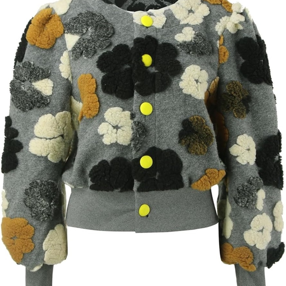 Floral Patterned Jacket with Yellow Accents